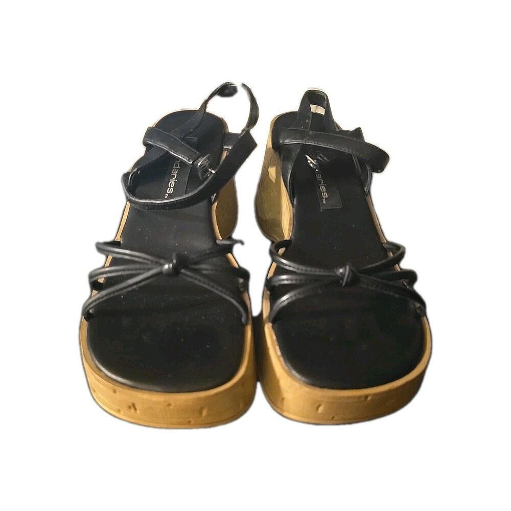 NO BOUNDARIES BLK STRAP WEDGE HEELS. 7M - Picture 7 of 7